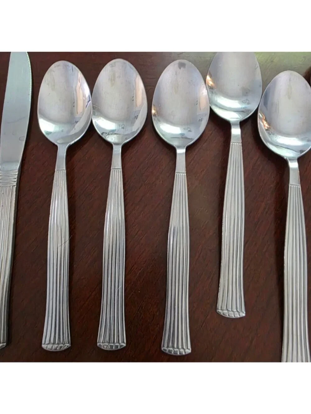 Alco Stainless 34-Piece Flatware Set Ribbed Handle Design Silverware Collection